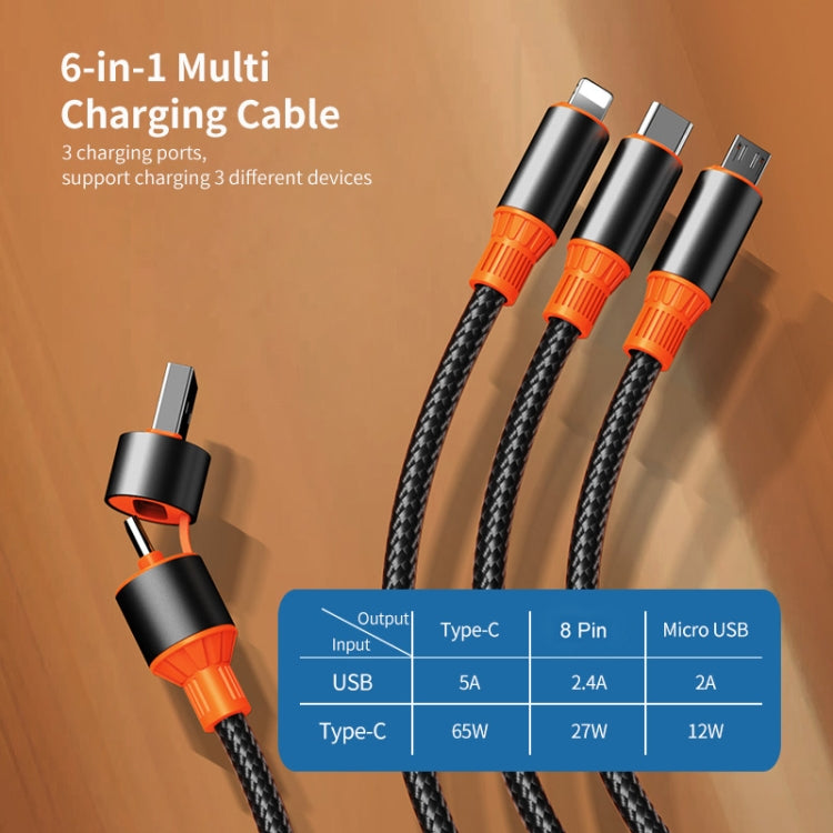 ENKAY 6-in-1 5A USB + Type-C to Type-C / 8 Pin / Micro USB Multifunction Fast Charging Cable, Length:1.2m, ENK-CB166