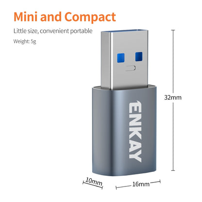 ENKAY ENK-AT118 Aluminium Alloy Male USB 3.1 to Female Type-C Data Adapter Converter Support Fast Charging, ENK-AT118