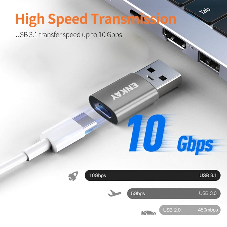 ENKAY ENK-AT118 Aluminium Alloy Male USB 3.1 to Female Type-C Data Adapter Converter Support Fast Charging, ENK-AT118