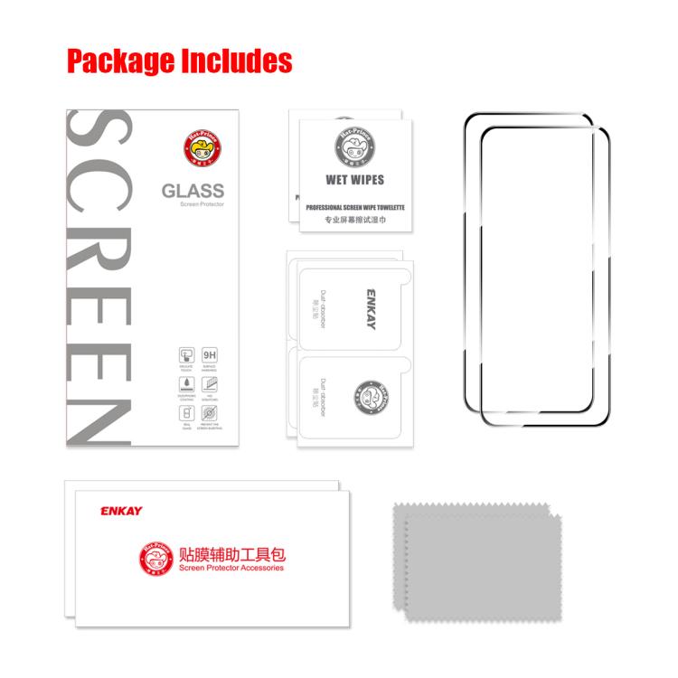 2pcs ENKAY Full Glue High Aluminum-silicon Tempered Glass Film, For Infinix Smart 10 / 10 Plus, For Infinix GT 30 Pro, For Infinix Hot 40 / 40 Pro, For Infinix Hot 40i, For Infinix Hot 30, For Infinix Note 30 4G / 5G, For Infinix Smart 7 HD������������...