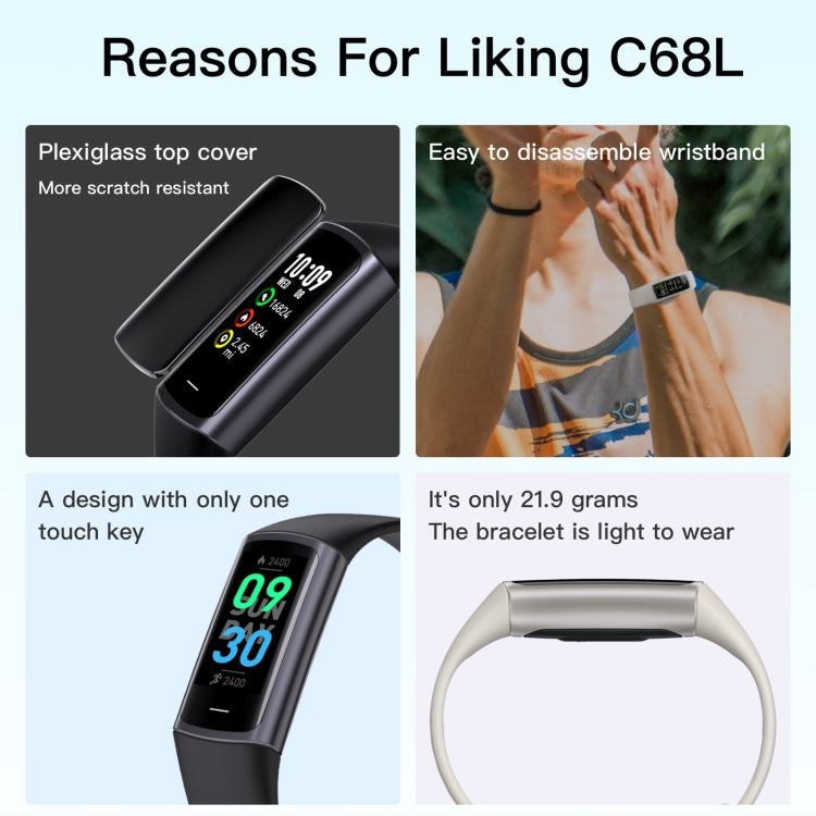 C68L IP67 Waterproof Smart Bracelet Sport Fitness Tracker