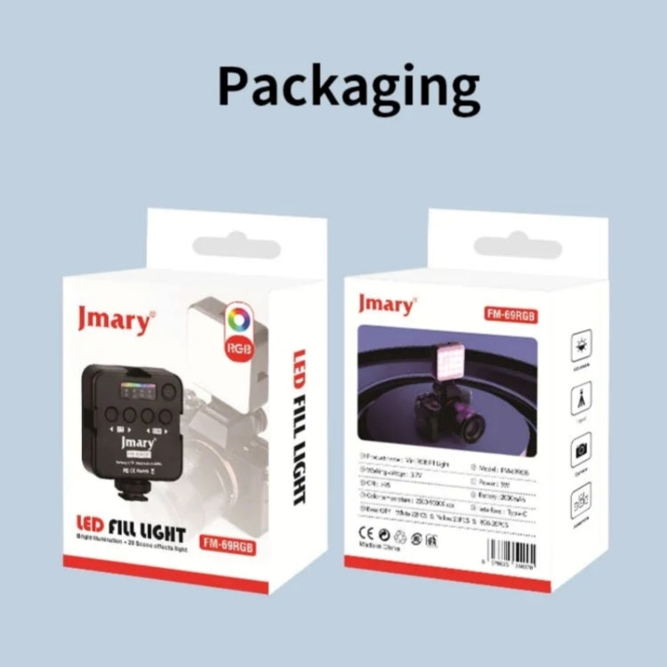JMARY FM-69RGB Mini Lumière Vidéo RVB Portable Lampe d'Éclairage de Photographie pour Appareil Photo, FM-69RGB