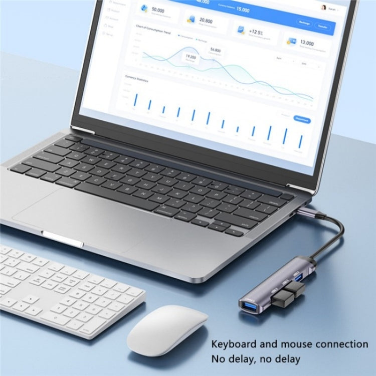 T-503 Portable 4-in-1 Type-C Docking Station USB-C to USB2.0 x 3 + USB3.0 HUB Adapter, T-503