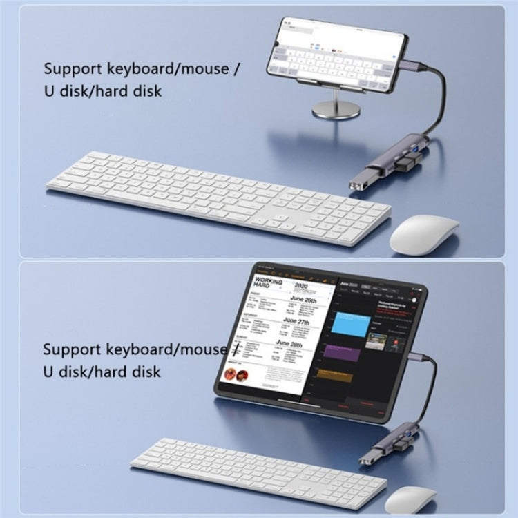 T-503 Portable 4-in-1 Type-C Docking Station USB-C to USB2.0 x 3 + USB3.0 HUB Adapter, T-503