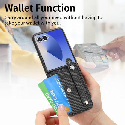 Wristband Kickstand Card Wallet Back Cover Phone Case, For Galaxy Z Flip8 5G, For Galaxy Z Flip7 5G, For Galaxy Z Flip6, For Galaxy Z Fold6