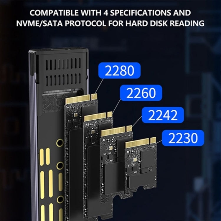 S186 Aluminum Alloy NVME M.2 External Hard Drive Enclosure USB3.1 10Gbps SATA SSD Case, S186