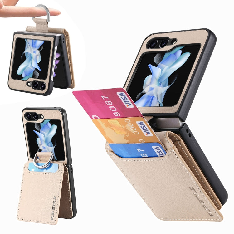 Litchi Texture Leather Ring Wallet Phone Case, For Galaxy Z Flip8 5G, For Galaxy Z Flip7 5G, For Galaxy Z Flip6, For Galaxy Z Flip5