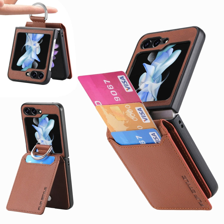 Litchi Texture Leather Ring Wallet Phone Case, For Galaxy Z Flip8 5G, For Galaxy Z Flip7 5G, For Galaxy Z Flip6, For Galaxy Z Flip5