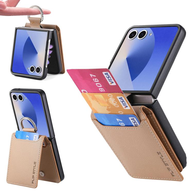 Litchi Texture Leather Ring Wallet Phone Case, For Galaxy Z Flip8 5G, For Galaxy Z Flip7 5G, For Galaxy Z Flip6, For Galaxy Z Flip5