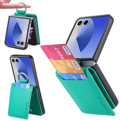 Litchi Texture Leather Ring Wallet Phone Case, For Galaxy Z Flip8 5G, For Galaxy Z Flip7 5G, For Galaxy Z Flip6, For Galaxy Z Flip5