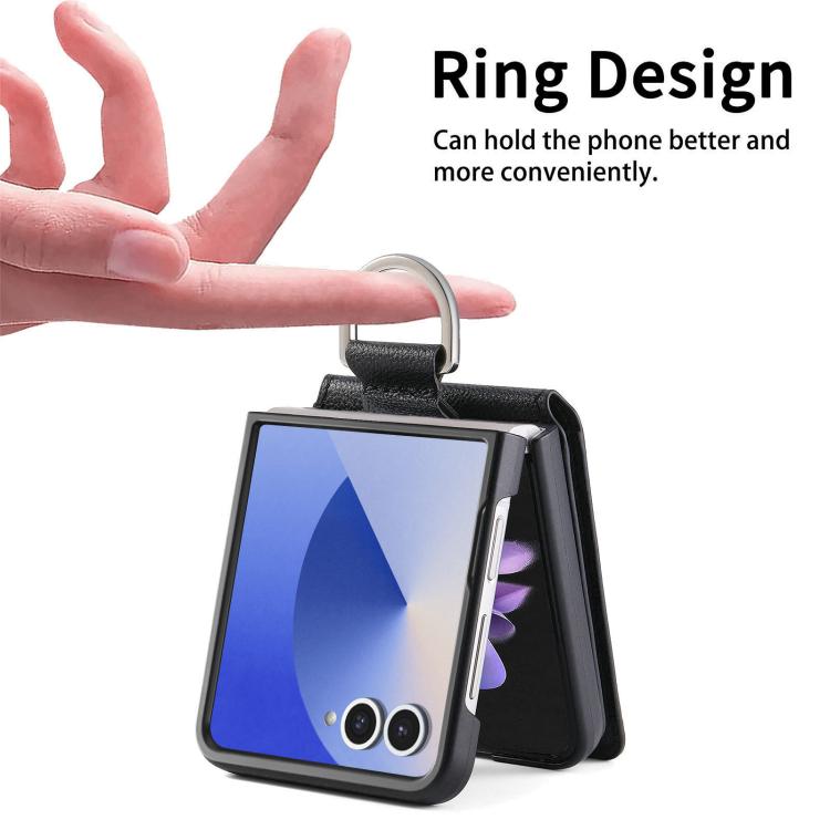 Litchi Texture Leather Ring Wallet Phone Case, For Galaxy Z Flip8 5G, For Galaxy Z Flip7 5G, For Galaxy Z Flip6, For Galaxy Z Flip5