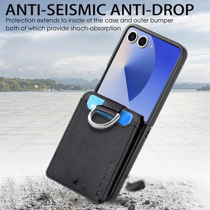 Litchi Texture Leather Ring Wallet Phone Case, For Galaxy Z Flip8 5G, For Galaxy Z Flip7 5G, For Galaxy Z Flip6, For Galaxy Z Flip5