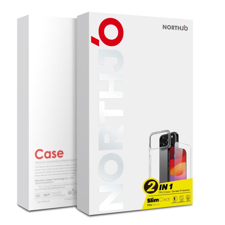 NORTHJO 2 in 1 TPU Phone Case Screen Protector Tempered Glass Film, For iPhone 18 Pro / 17 Pro, For iPhone 18 Pro Max / 17 Pro Max, For iPhone 17e / 16e, For iPhone 17, For iPhone Air, For iPhone 16 Pro Max, For iPhone 16 Pro, For iPhone 16 Plus       ...