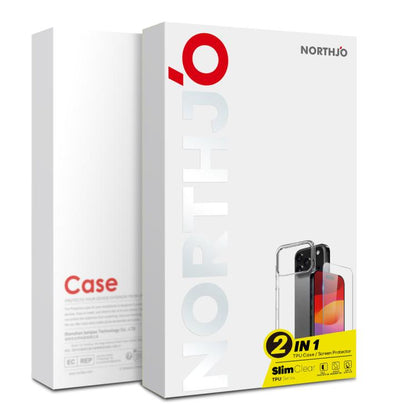 NORTHJO 2 in 1 TPU Phone Case Screen Protector Tempered Glass Film, For iPhone 18 Pro / 17 Pro, For iPhone 18 Pro Max / 17 Pro Max, For iPhone 17e / 16e, For iPhone 17, For iPhone Air, For iPhone 16 Pro Max, For iPhone 16 Pro, For iPhone 16 Plus       ...
