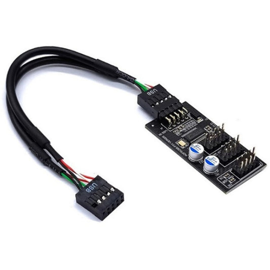 YNS-02 Extension Cable Card Motherboard USB 2.0 9-pin to 3x 9-pin Adapter, YNS-02