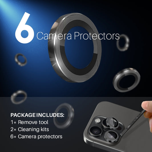 NORTHJO 2 Sets 6 Stück Kameraschutzfolie Metallringfolie, für iPhone 16 Pro / Pro Max