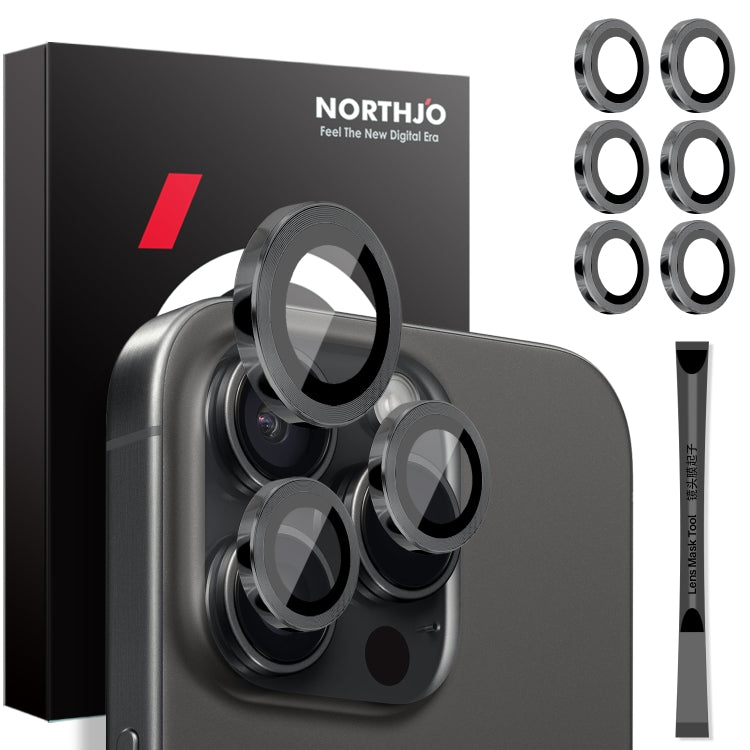 NORTHJO 2 Sets 6pcs Camera Lens Protector Cover Metal Ring Film, For iPhone 16 Pro / Pro Max