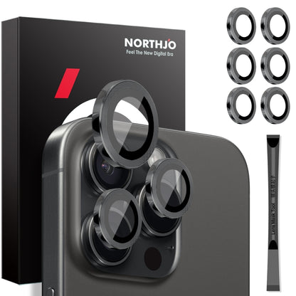 NORTHJO 2 Sets 6pcs Camera Lens Protector Cover Metal Ring Film, For iPhone 16 Pro / Pro Max