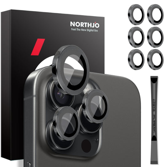 NORTHJO 2 Sets 6 Stück Kameraschutzfolie Metallringfolie, für iPhone 16 Pro / Pro Max