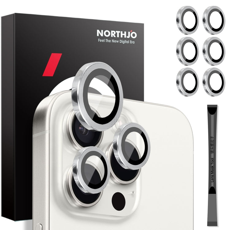 NORTHJO 2 Sets 6pcs Camera Lens Protector Cover Metal Ring Film, For iPhone 16 Pro / Pro Max