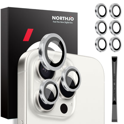 NORTHJO 2 Sets 6pcs Camera Lens Protector Cover Metal Ring Film, For iPhone 16 Pro / Pro Max