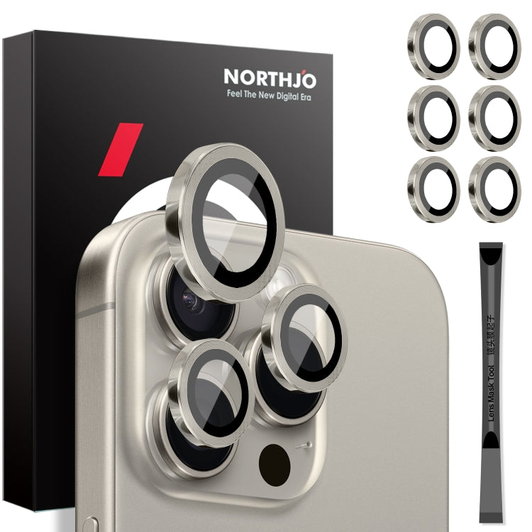 NORTHJO 2 Sets 6pcs Camera Lens Protector Cover Metal Ring Film, For iPhone 16 Pro / Pro Max