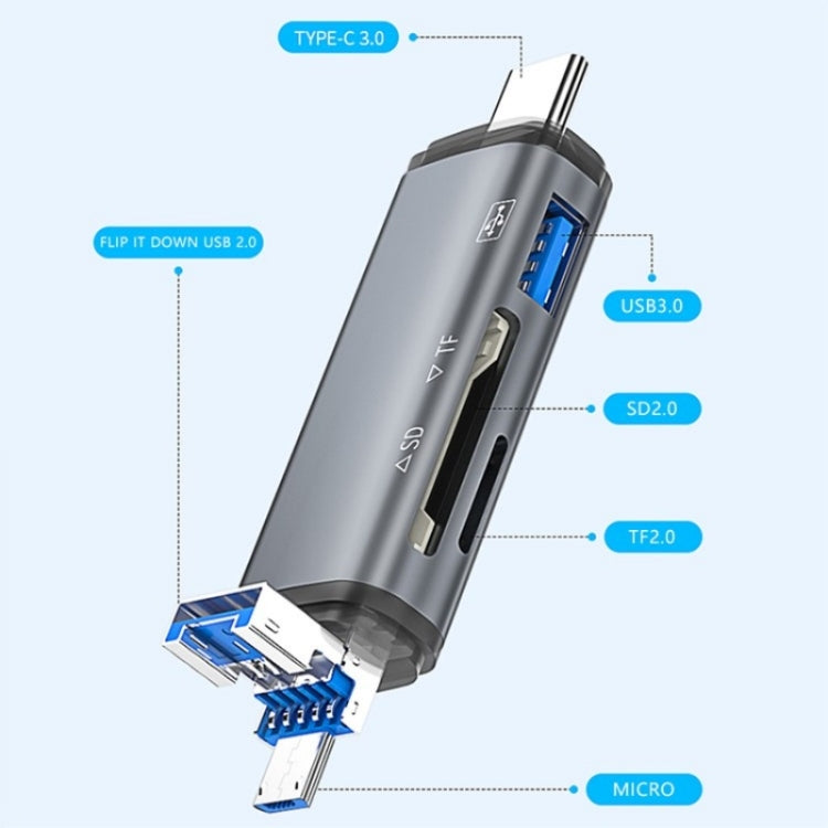 ADS-307 Adaptateur OTG de transfert de données USB / Type-C / Micro Plug Lecteur de carte SD TF U-Disk, ADS-307