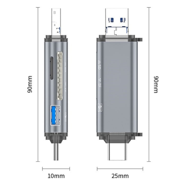 ADS-307 Adaptateur OTG de transfert de données USB / Type-C / Micro Plug Lecteur de carte SD TF U-Disk, ADS-307