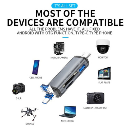 ADS-307 Adaptateur OTG de transfert de données USB / Type-C / Micro Plug Lecteur de carte SD TF U-Disk, ADS-307