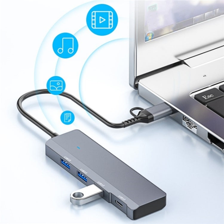 ADS-309D USB / Type-C to 3  x USB 3.0 + Type-C Data Port Expansion Hub Adapter, ADS-309D