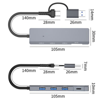 ADS-309D USB / Type-C to 3  x USB 3.0 + Type-C Data Port Expansion Hub Adapter, ADS-309D