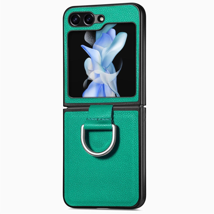 Litchi Texture Leather Ring Phone Case, For Galaxy Z Flip8 5G, For Galaxy Z Flip7 5G, For Galaxy Z Flip6 5G