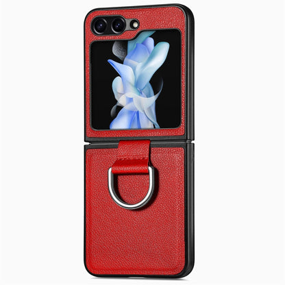 Litchi Texture Leather Ring Phone Case, For Galaxy Z Flip8 5G, For Galaxy Z Flip7 5G, For Galaxy Z Flip6 5G