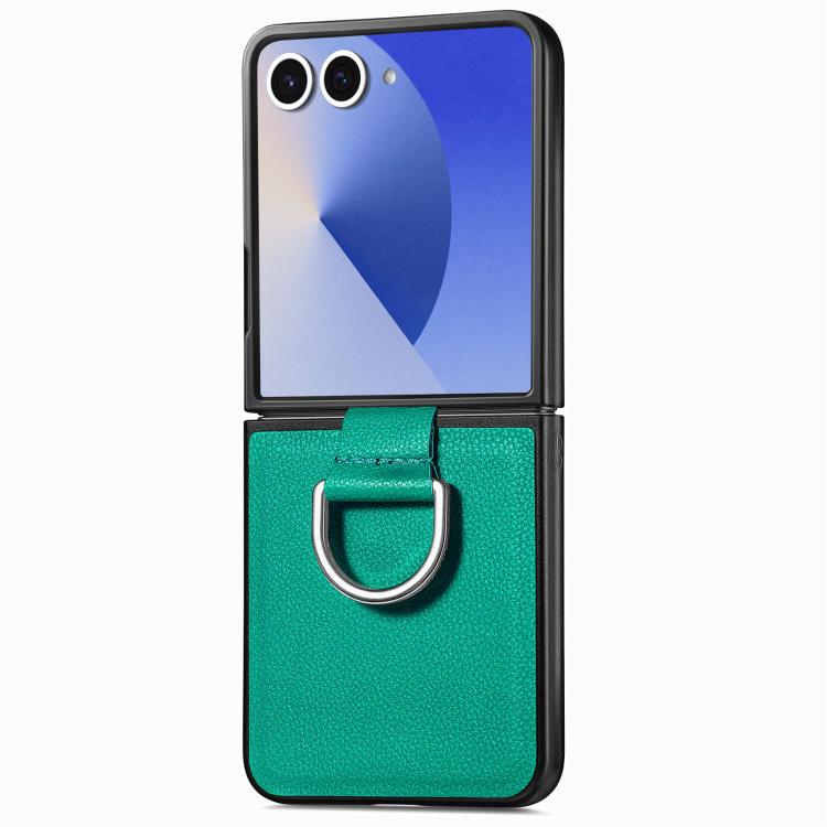 Litchi Texture Leather Ring Phone Case, For Galaxy Z Flip8 5G, For Galaxy Z Flip7 5G, For Galaxy Z Flip6 5G