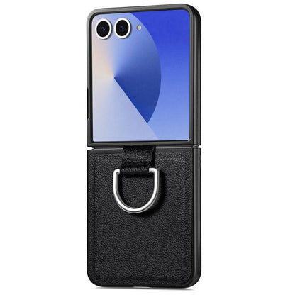 Litchi Texture Leather Ring Phone Case, For Galaxy Z Flip8 5G, For Galaxy Z Flip7 5G, For Galaxy Z Flip6 5G