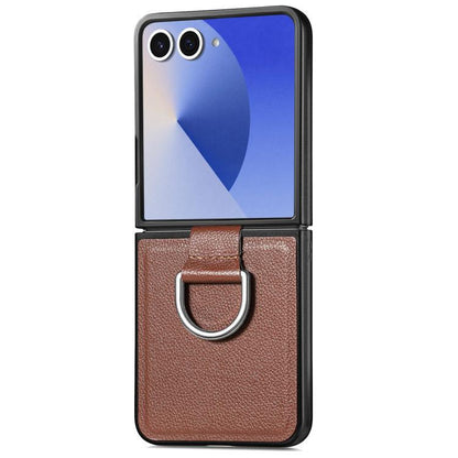 Litchi Texture Leather Ring Phone Case, For Galaxy Z Flip8 5G, For Galaxy Z Flip7 5G, For Galaxy Z Flip6 5G