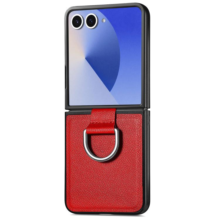 Litchi Texture Leather Ring Phone Case, For Galaxy Z Flip8 5G, For Galaxy Z Flip7 5G, For Galaxy Z Flip6 5G