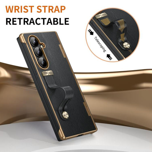 Retractable Wrist Strap Invisible Stand Phone Case, For Galaxy Z Fold8 Ultra 5G, For Galaxy Z Fold7, For Galaxy Z Fold6, For Galaxy Z Fold5, For Galaxy Z Fold4, For Galaxy Z Fold3