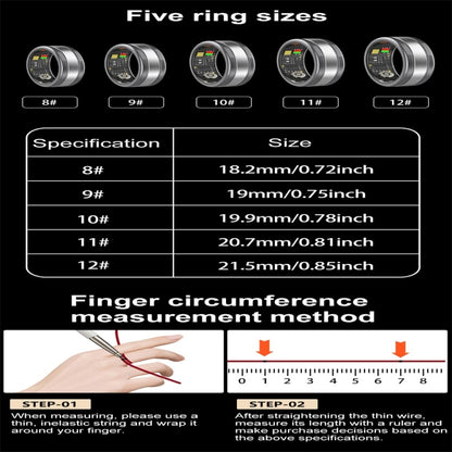 R18 SIZE 11 Smart Ring, Support Heart Rate / Blood Oxygen / Sleep / Multiple Sports Modes