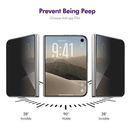2 PCS/Pack ENKAY Hat-Prince 28 Degree Anti-peeping Privacy Tempered Glass Film, For iPhone Duo Outer Screen, For iPhone 18 Pro, For iPhone 18 Pro Max, For iPhone 17 Pro Max, For iPhone 17 Pro, For iPhone 17, For iPhone Air, For iPhone 16 Pro Max       ...