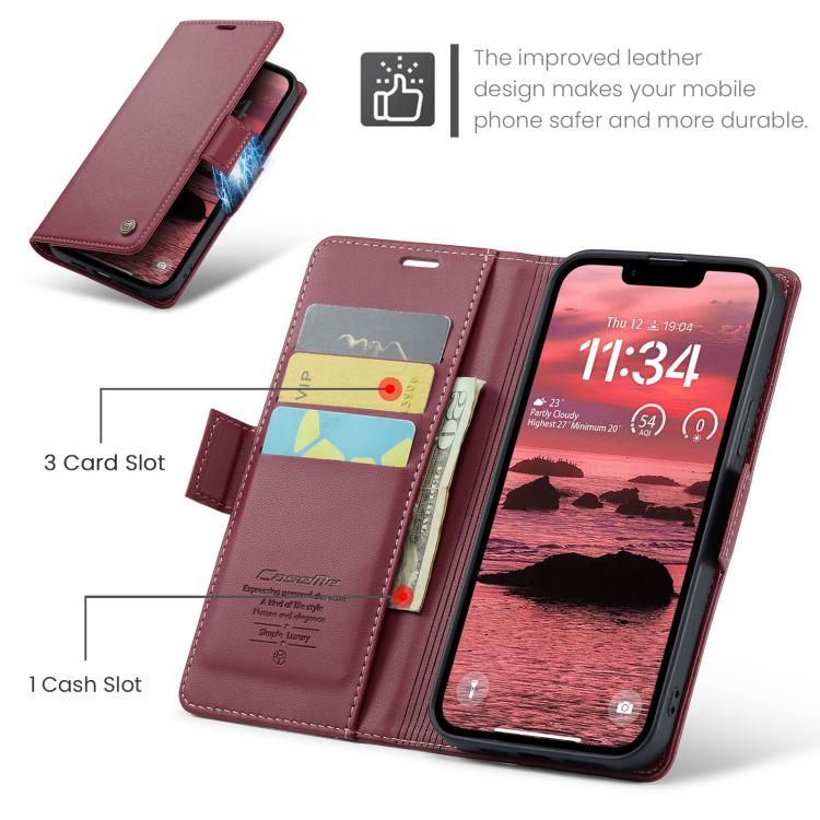 CaseMe 023 Butterfly Buckle Litchi Texture RFID Anti-theft Leather Phone Case, For iPhone 17e / 16e, For iPhone 17 Pro Max, For iPhone 17 Pro, For iPhone 17, For iPhone Air, For iPhone 16 Pro Max, For iPhone 16 Pro, For iPhone 16 Plus, For iPhone 16