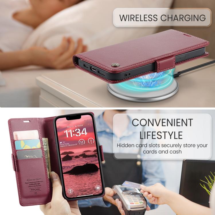 CaseMe 023 Butterfly Buckle Litchi Texture RFID Anti-theft Leather Phone Case, For iPhone 17e / 16e, For iPhone 17 Pro Max, For iPhone 17 Pro, For iPhone 17, For iPhone Air, For iPhone 16 Pro Max, For iPhone 16 Pro, For iPhone 16 Plus, For iPhone 16