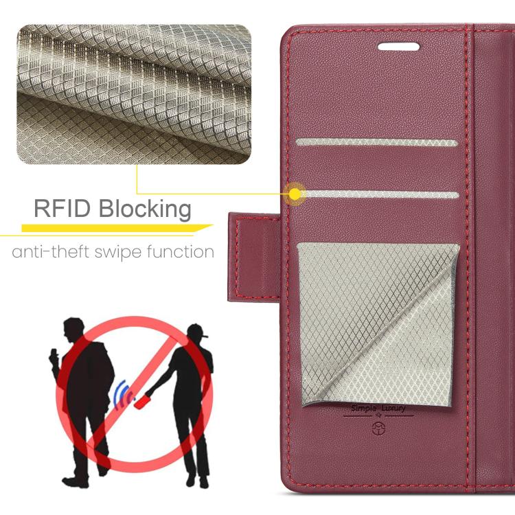 CaseMe 023 Butterfly Buckle Litchi Texture RFID Anti-theft Leather Phone Case, For iPhone 17e / 16e, For iPhone 17 Pro Max, For iPhone 17 Pro, For iPhone 17, For iPhone Air, For iPhone 16 Pro Max, For iPhone 16 Pro, For iPhone 16 Plus, For iPhone 16