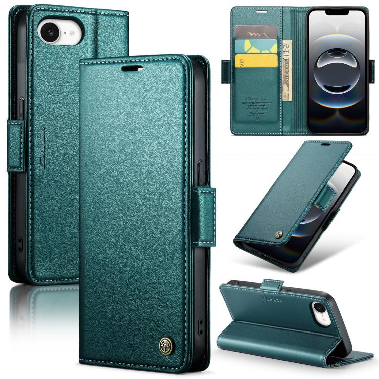 CaseMe 023 Butterfly Buckle Litchi Texture RFID Anti-theft Leather Phone Case, For iPhone 17e / 16e, For iPhone 17 Pro Max, For iPhone 17 Pro, For iPhone 17, For iPhone Air, For iPhone 16 Pro Max, For iPhone 16 Pro, For iPhone 16 Plus, For iPhone 16
