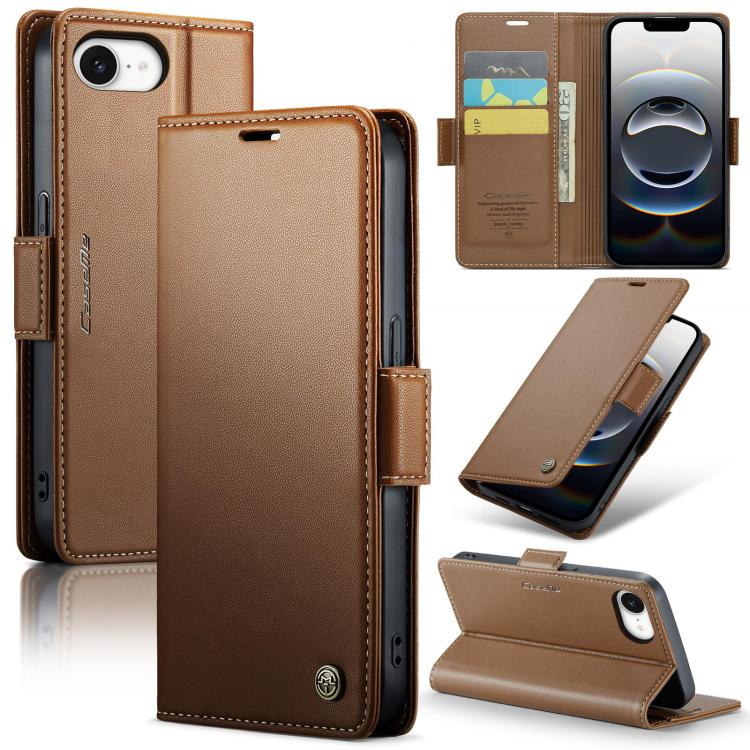 CaseMe 023 Butterfly Buckle Litchi Texture RFID Anti-theft Leather Phone Case, For iPhone 17e / 16e, For iPhone 17 Pro Max, For iPhone 17 Pro, For iPhone 17, For iPhone Air, For iPhone 16 Pro Max, For iPhone 16 Pro, For iPhone 16 Plus, For iPhone 16