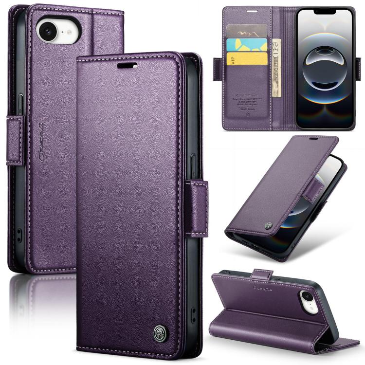 CaseMe 023 Butterfly Buckle Litchi Texture RFID Anti-theft Leather Phone Case, For iPhone 17e / 16e, For iPhone 17 Pro Max, For iPhone 17 Pro, For iPhone 17, For iPhone Air, For iPhone 16 Pro Max, For iPhone 16 Pro, For iPhone 16 Plus, For iPhone 16
