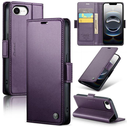 CaseMe 023 Butterfly Buckle Litchi Texture RFID Anti-theft Leather Phone Case, For iPhone 17e / 16e, For iPhone 17 Pro Max, For iPhone 17 Pro, For iPhone 17, For iPhone Air, For iPhone 16 Pro Max, For iPhone 16 Pro, For iPhone 16 Plus, For iPhone 16