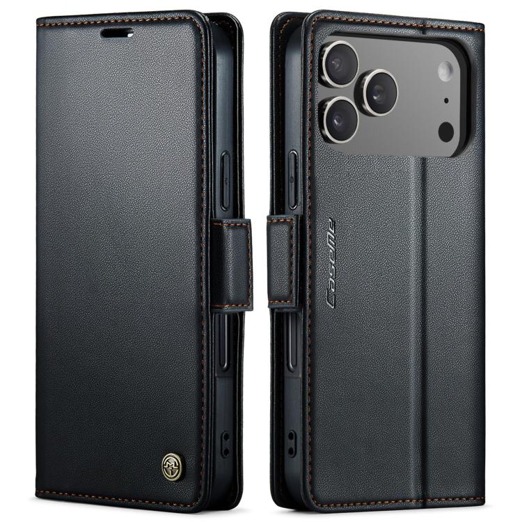 CaseMe 023 Butterfly Buckle Litchi Texture RFID Anti-theft Leather Phone Case, For iPhone 17e / 16e, For iPhone 17 Pro Max, For iPhone 17 Pro, For iPhone 17, For iPhone Air, For iPhone 16 Pro Max, For iPhone 16 Pro, For iPhone 16 Plus, For iPhone 16