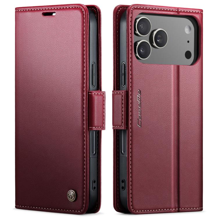 CaseMe 023 Butterfly Buckle Litchi Texture RFID Anti-theft Leather Phone Case, For iPhone 17e / 16e, For iPhone 17 Pro Max, For iPhone 17 Pro, For iPhone 17, For iPhone Air, For iPhone 16 Pro Max, For iPhone 16 Pro, For iPhone 16 Plus, For iPhone 16