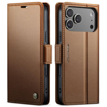 CaseMe 023 Butterfly Buckle Litchi Texture RFID Anti-theft Leather Phone Case, For iPhone 17e / 16e, For iPhone 17 Pro Max, For iPhone 17 Pro, For iPhone 17, For iPhone Air, For iPhone 16 Pro Max, For iPhone 16 Pro, For iPhone 16 Plus, For iPhone 16